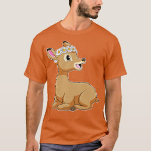 Deer with Daisy Flower T-Shirt