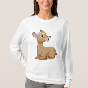 Deer with Daisy Flower T-Shirt