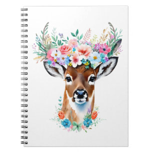 Deer with Floral Crown – Whimsical Nature Notebook