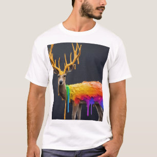 "Deer with Rainbow Drip Design: Bold and Artistic  T-Shirt