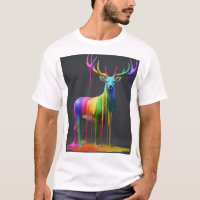 "Deer with Rainbow Paint Dripping Design"