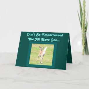 Deer, With Raised Tail, On Funny Birthday Card