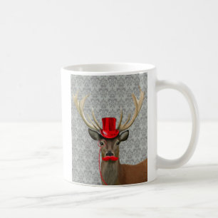 Deer With Red Hat and Moustache Coffee Mug