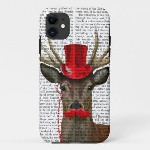 Deer with Red Top Hat and Moustache Case-Mate iPhone Case
