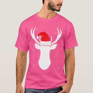 Deer With Santa Hat Christmas Hunting T-Shirt