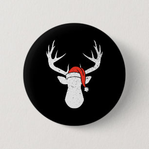 Deer With Santa Hat Christmas Pajama Hunting Gift  6 Cm Round Badge