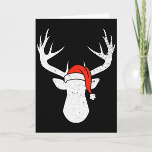 Deer With Santa Hat Christmas Pajama Hunting Gift  Card