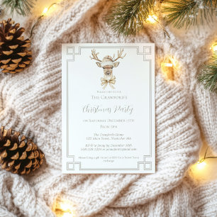 Deer with Santa Hat Rustic Country Christmas  Invitation