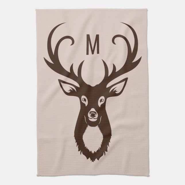 Deer with Your Monogram hand towel (Vertical)