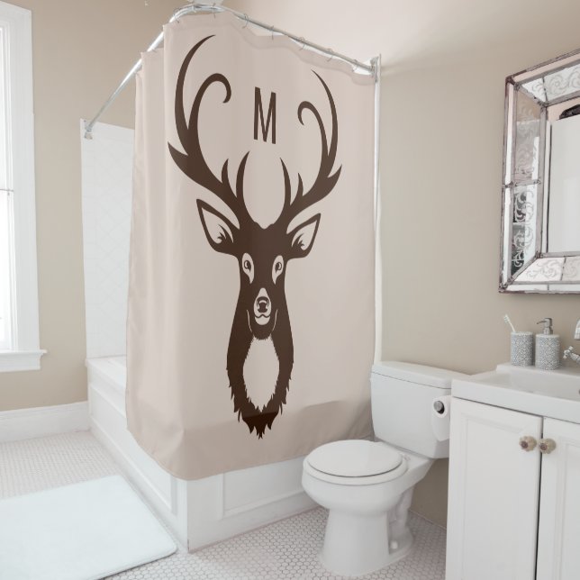 Deer with Your Monogram shower curtain (In Situ)