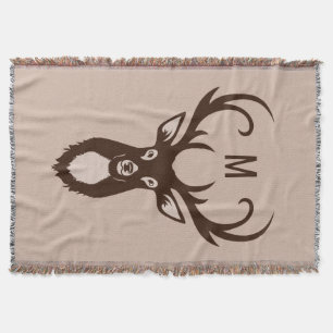 Deer with Your Monogram throw blanket