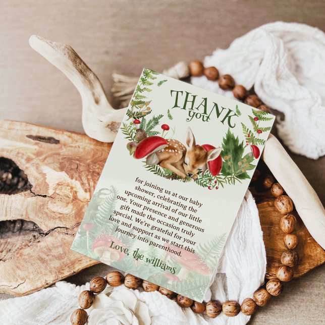 Deer Woodland Animal Baby Shower Thank You Card (Creator Uploaded)