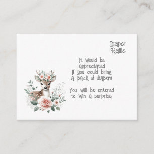 Deer Woodland Animals Baby diaper raffle Enclosure Card