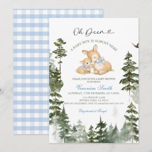 Deer  Woodland Baby Boy Shower Invitation