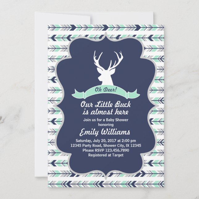 Deer Woodland Baby Shower invitation (Front)