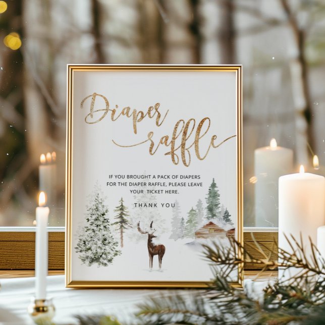 Deer woodland forest winter diaper raffle poster (Creator Uploaded)