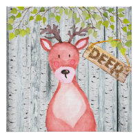 Deer- Woodland Friends - Watercolor illustration