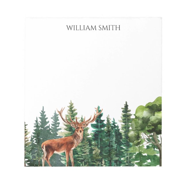 Deer Woodland Personalised  Notepad (Front)