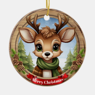Deer Xmas Character Reindeer Animal Christmas  Cer Ceramic Tree Decoration