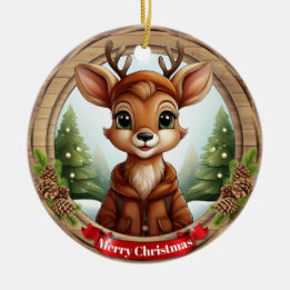 Deer Xmas Character Reindeer Animal Christmas  Cer Ceramic Tree Decoration