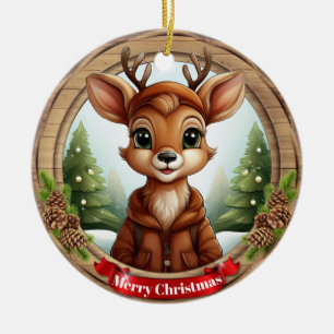Deer Xmas Character Reindeer Animal Christmas  Cer Ceramic Tree Decoration