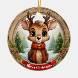 Deer Xmas Character Reindeer Animal Christmas  Cer Ceramic Tree Decoration