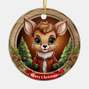 Deer Xmas Character Reindeer Animal Christmas  Cer Ceramic Tree Decoration
