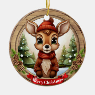 Deer Xmas Character Reindeer Animal Christmas  Cer Ceramic Tree Decoration