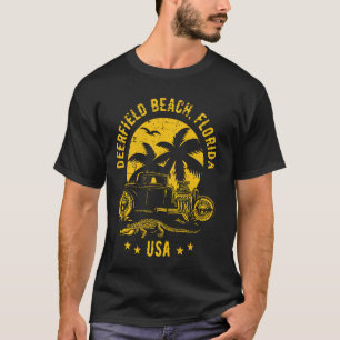 Deerfield Beach Florida Sunset Hotrod Alligator De T-Shirt