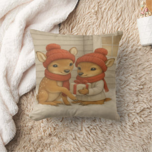Deerly Cozy Holiday Throw Pillow