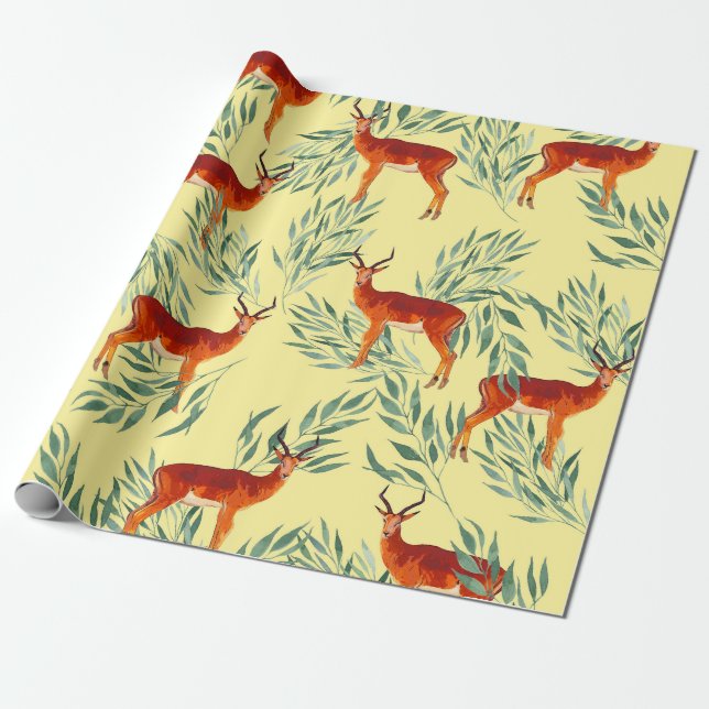 Deer's Autumn Adventure Wrapping Paper (Unrolled)