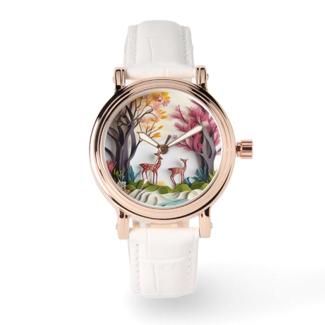 Deers in Forest Unique Art Watch (Front)