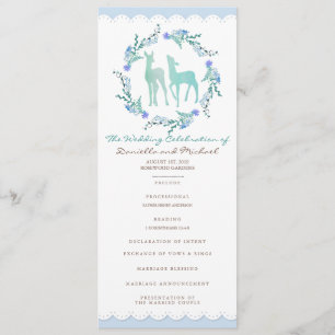 Deers in Love Woodland Winter Wedding Program Card