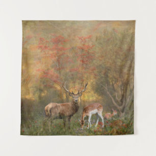 Deers in the autumn forest  tapestry