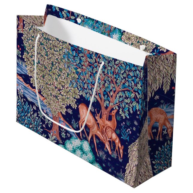 Deers in The Forest, William Morris Large Gift Bag (Front Angled)