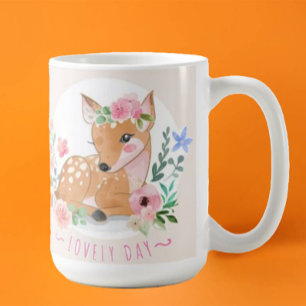 Deers Lovely Day Outside Among Beautiful Flowers  Coffee Mug