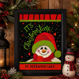Deerwood Lake Christmas Snowman Poster