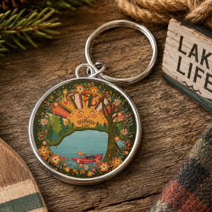 Deerwood Lake Floral Kayak Colourful Key Ring