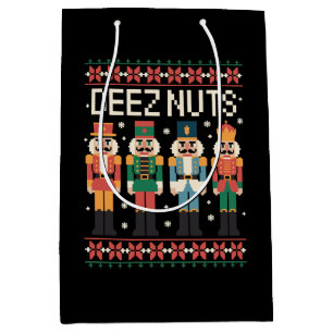 Deez Nuts Funny Christmas Nutcracker Xmas Holiday Medium Gift Bag