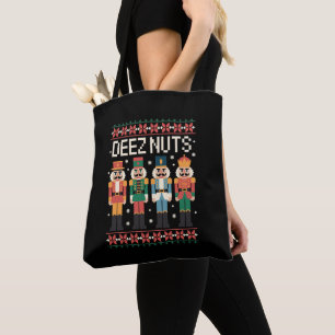 Deez Nuts Funny Christmas Nutcracker Xmas Holiday Tote Bag