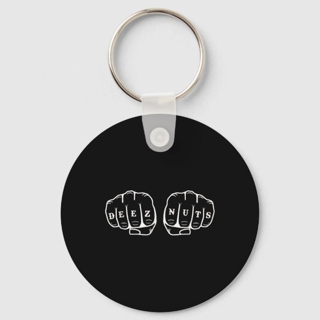 Deez Nuts Funny Knuckles Tattoo  Key Ring (Front)