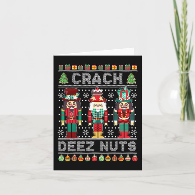 Deez Nuts Nutcracker  Fun Ugly Christmas  Xmas  Card (Front)