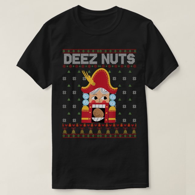 Deez Nuts Nutcracker Funny Ugly Christmas Sweater  (Design Front)