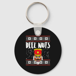 Deez Nuts Nutcracker Funny Ugly Christmas Sweater  Key Ring