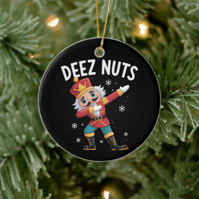 Deez Nuts Nutcracker Nut Funny Christmas  Ceramic Tree Decoration (Tree)