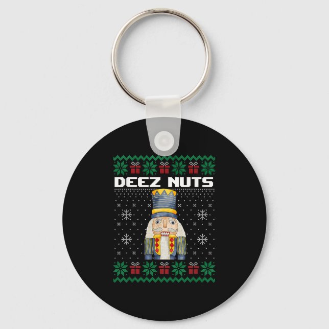 Deez Nuts Nutcracker Shirt Funny Ugly Christmas Sw Key Ring (Front)