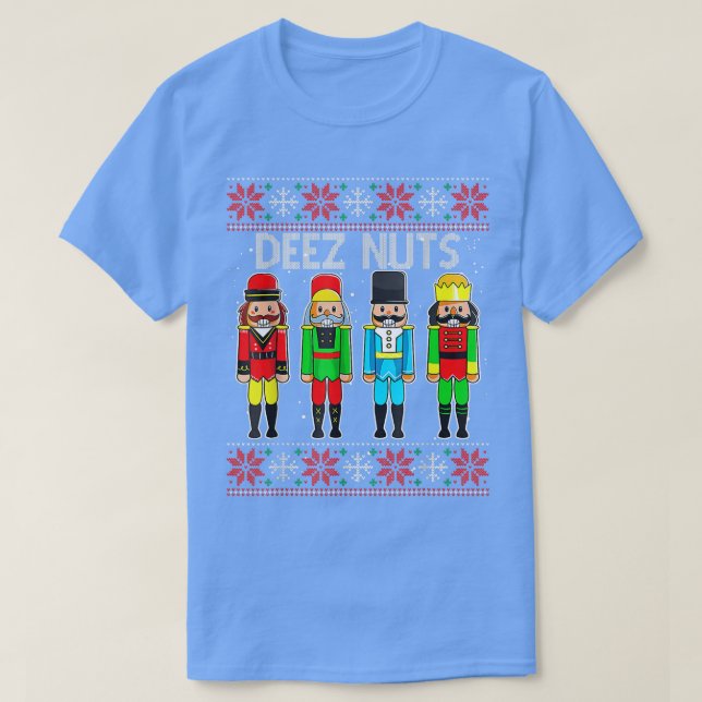 Deez Nuts Nutcracker Ugly Christmas Sweater Funny  (Design Front)