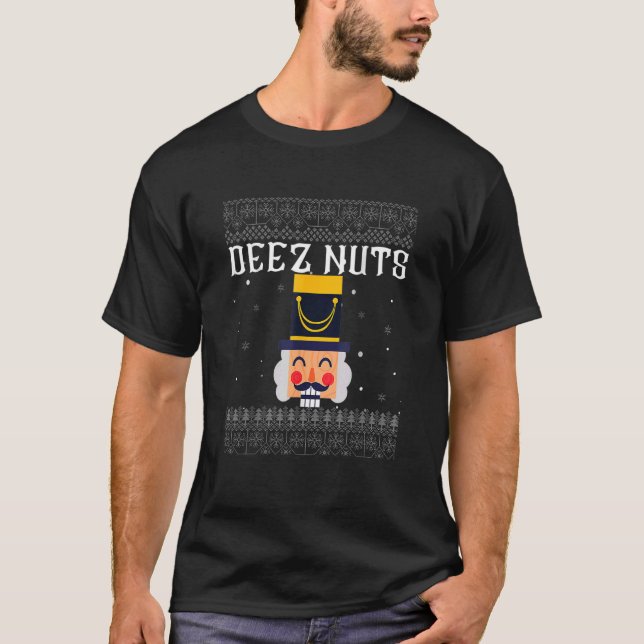 Deez Nuts Nutcracker Ugly Christmas Sweater Meme (Front)