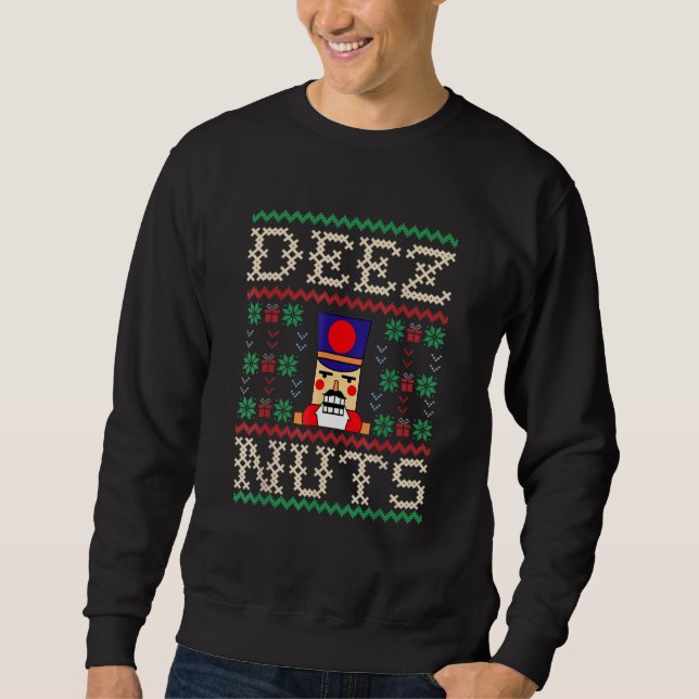 Deez Nuts Nutcracker Ugly Christmas Sweater  Meme (Front)