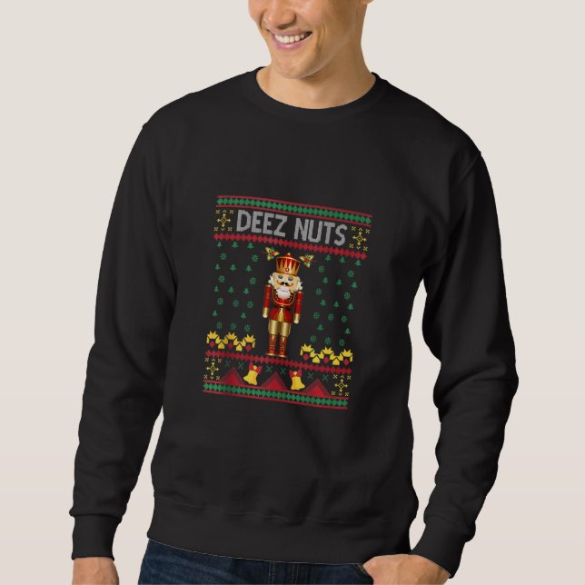 Deez Nuts Nutcracker  Ugly Christmas Sweater Meme (Front)